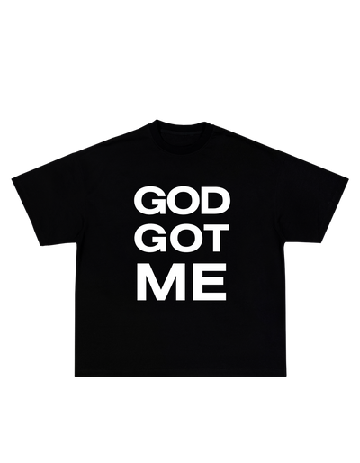 OVERSIZE тениска GOD GOT ME с китайски надпис и модерен дизайн
