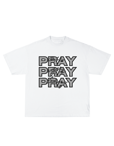 OVERSIZE Тениска PRAY с китайски надпис и модерен уличен дизайн