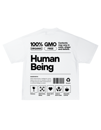 OVERSIZE тениска HUMAN BEING с китайски надпис и модерен дизайн